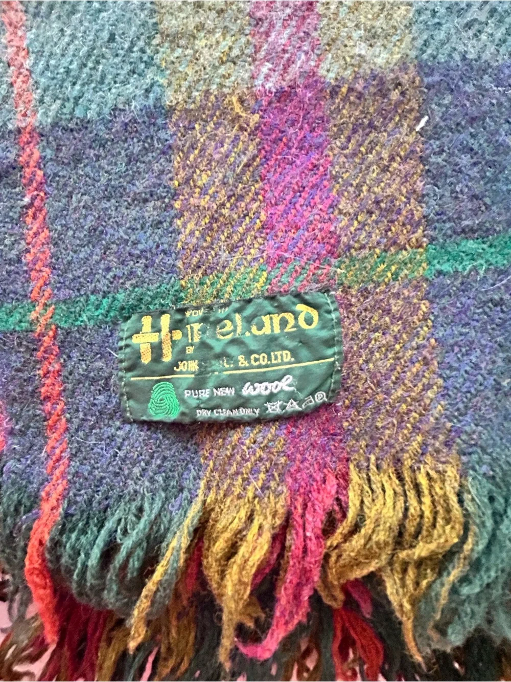 hireland Plush Plaid Throw Blanket in Green, Purple and Teal